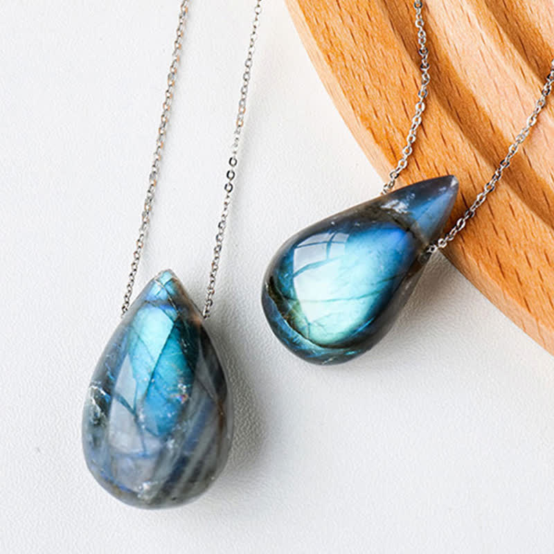 KarmaRipple's Labradorite Water Drop Support Balancing Pendant Necklace p5