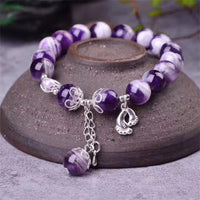 Bracelet talisman en argent sterling 925 avec améthyste authentique pour pieds équilibrés et cœur d'amour de KarmaRipple