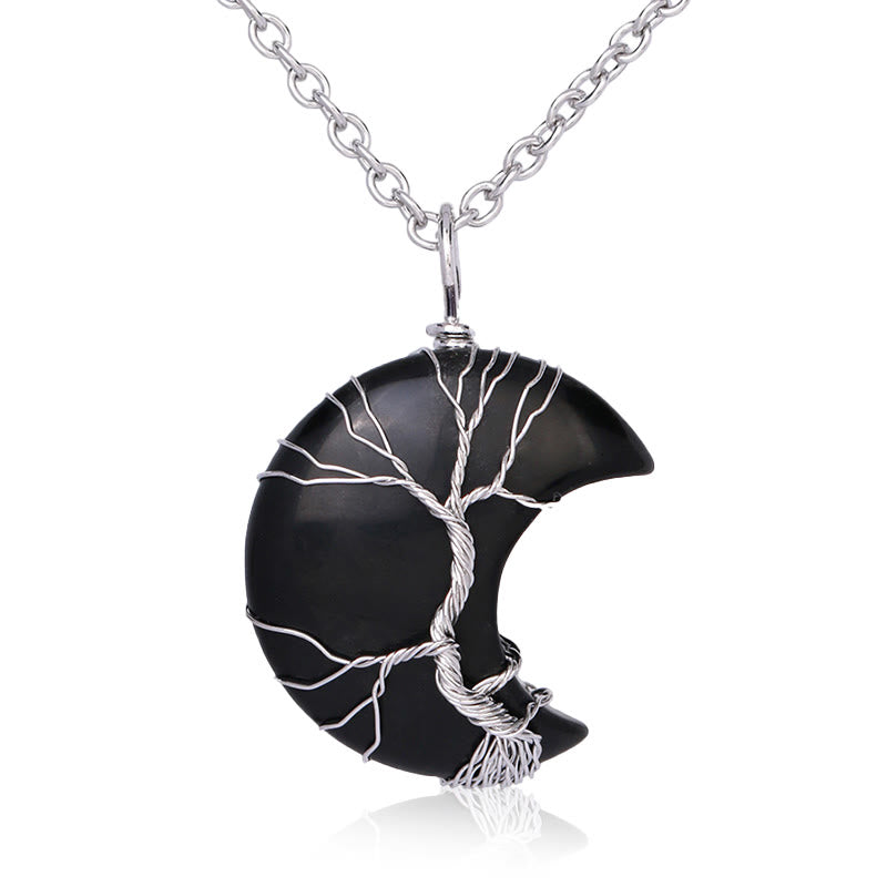 KarmaRipple's Authentic Quartz Gemstone Moon Tree Of Life Balancing Energy Pendant Necklace p28