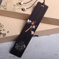 Marque-pages en bois d'ébène motif oriole et fleur de KarmaRipple, avec coffret cadeau
