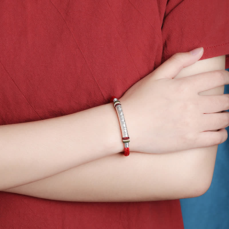 KarmaRipple's 999 Sterling Silver Om Mani Padme Hum Protection Strength String Bracelet p14