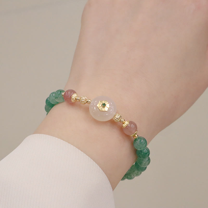 KarmaRipple's Authentic Green Strawberry Quartz Chalcedony Flower Gratitude Bracelet p4