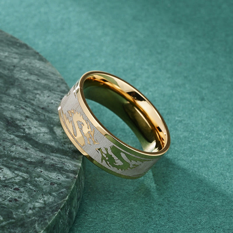 KarmaRipple's Dragon Carved Protection Strength Titanium Steel Ring p4