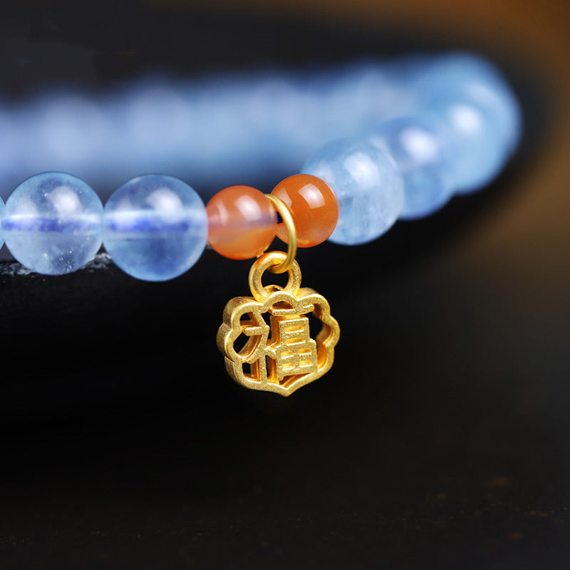 KarmaRipple's Authentic Aquamarine Red Agate Balancing Talisman Bracelet p5