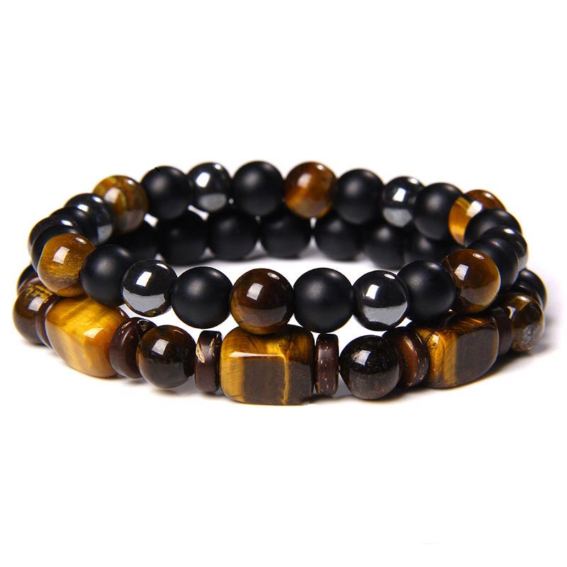KarmaRipple's Tiger Eye Frosted Stone Hematite Courage Bracelet p2