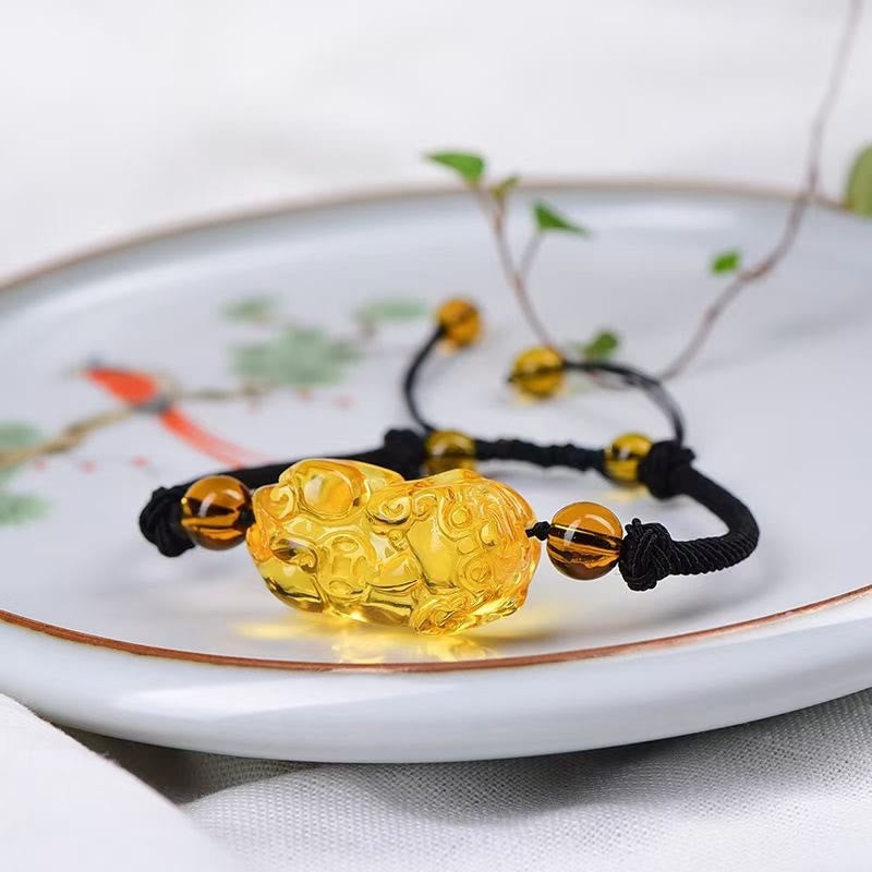 KarmaRipple's Authentic Obsidian Amethyst Citrine PiXiu Cooper Coin Wealth Bracelet p24