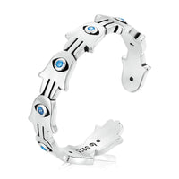 Bague ajustable en argent sterling 925 avec symbole Hamsa et zircon de KarmaRipple