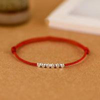 Bracelet de cheville tressé en argent sterling 925 rouge de KarmaRipple 
